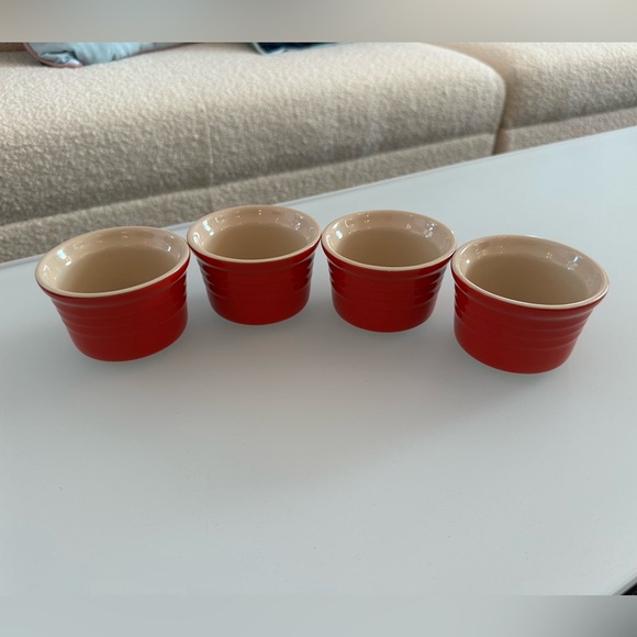 Le Creuset Ramekin Custard Cup Red Set of 4 - Picture 2 of 4
